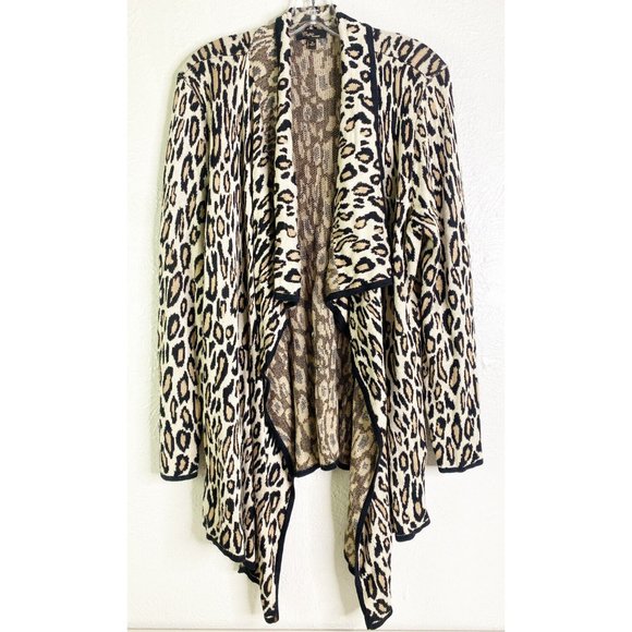 Cupid Woman Sz 1X Leopard Waterfall Cardigan Soft GUC - Picture 1 of 5